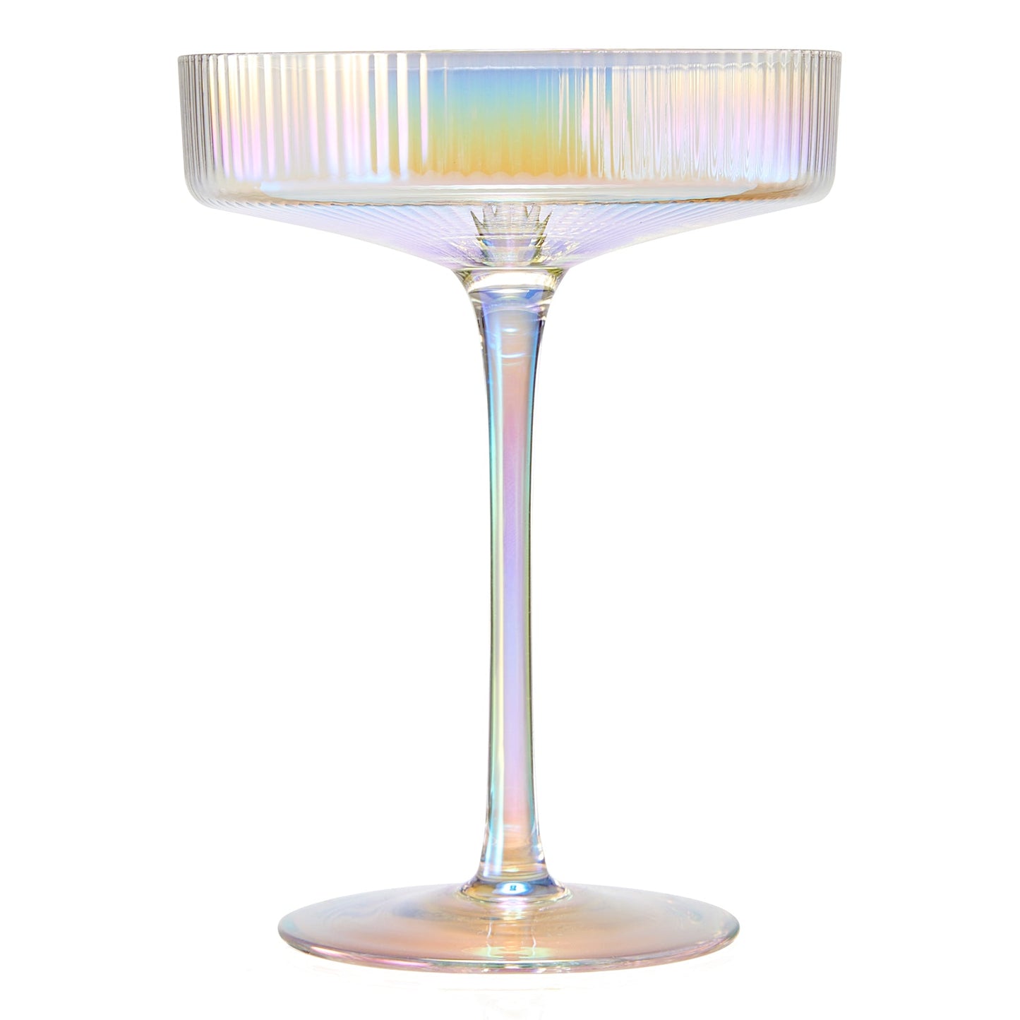 Ripple Champagne Coupe Iridescent Colored Glasses 8 oz Set Of 4