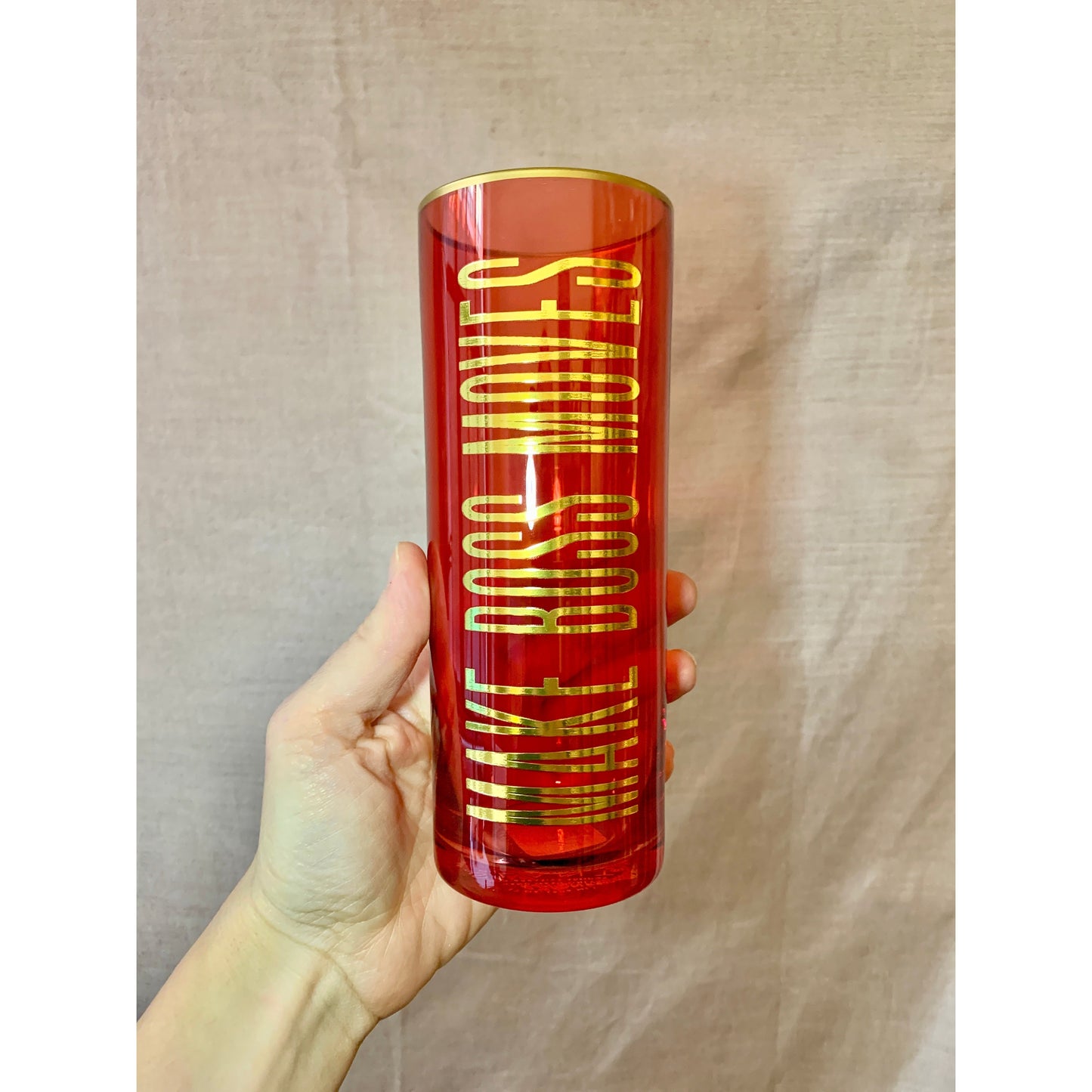 Make Boss Moves Collins Glass in Coral and Gold by The Bullish Store