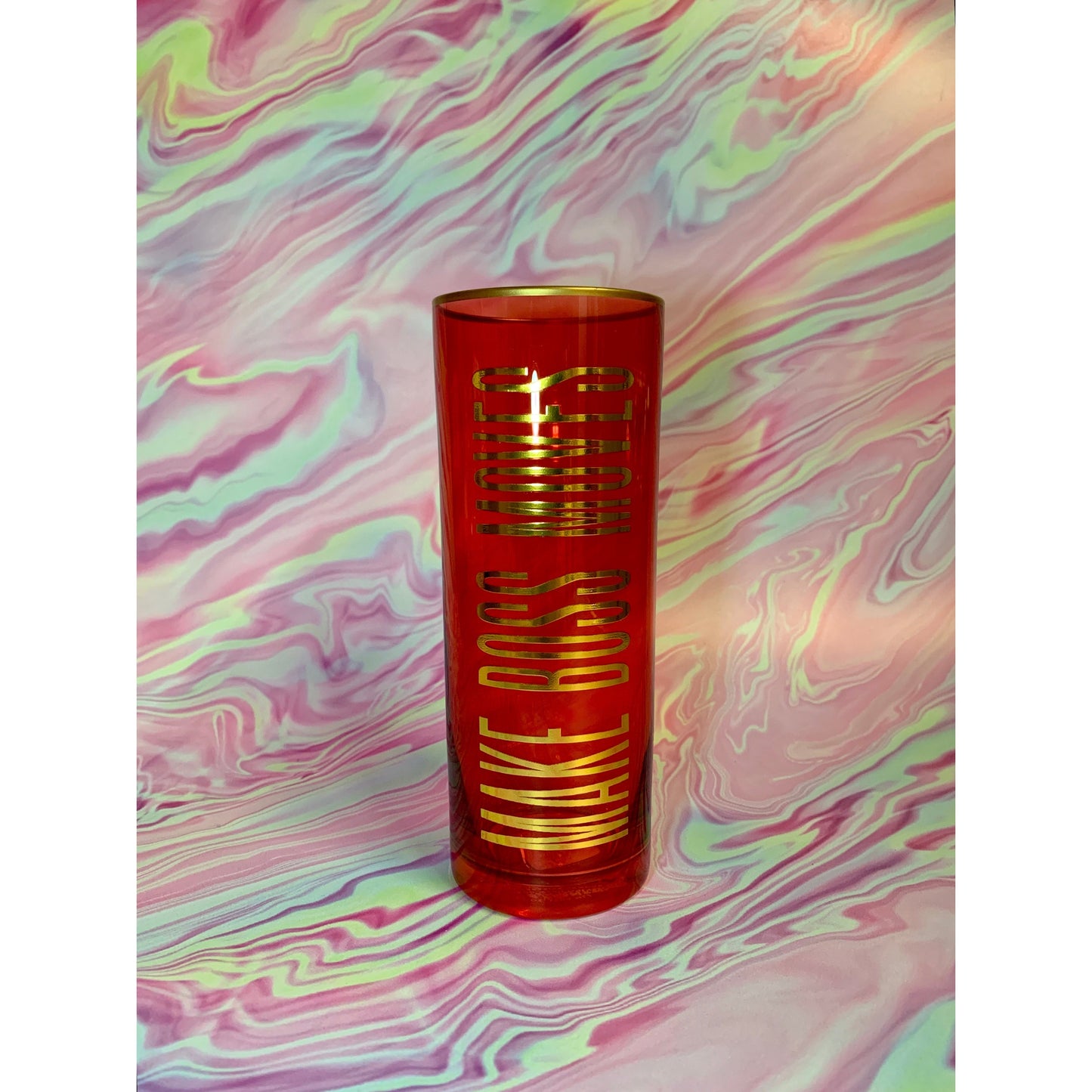 Make Boss Moves Collins Glass in Coral and Gold by The Bullish Store