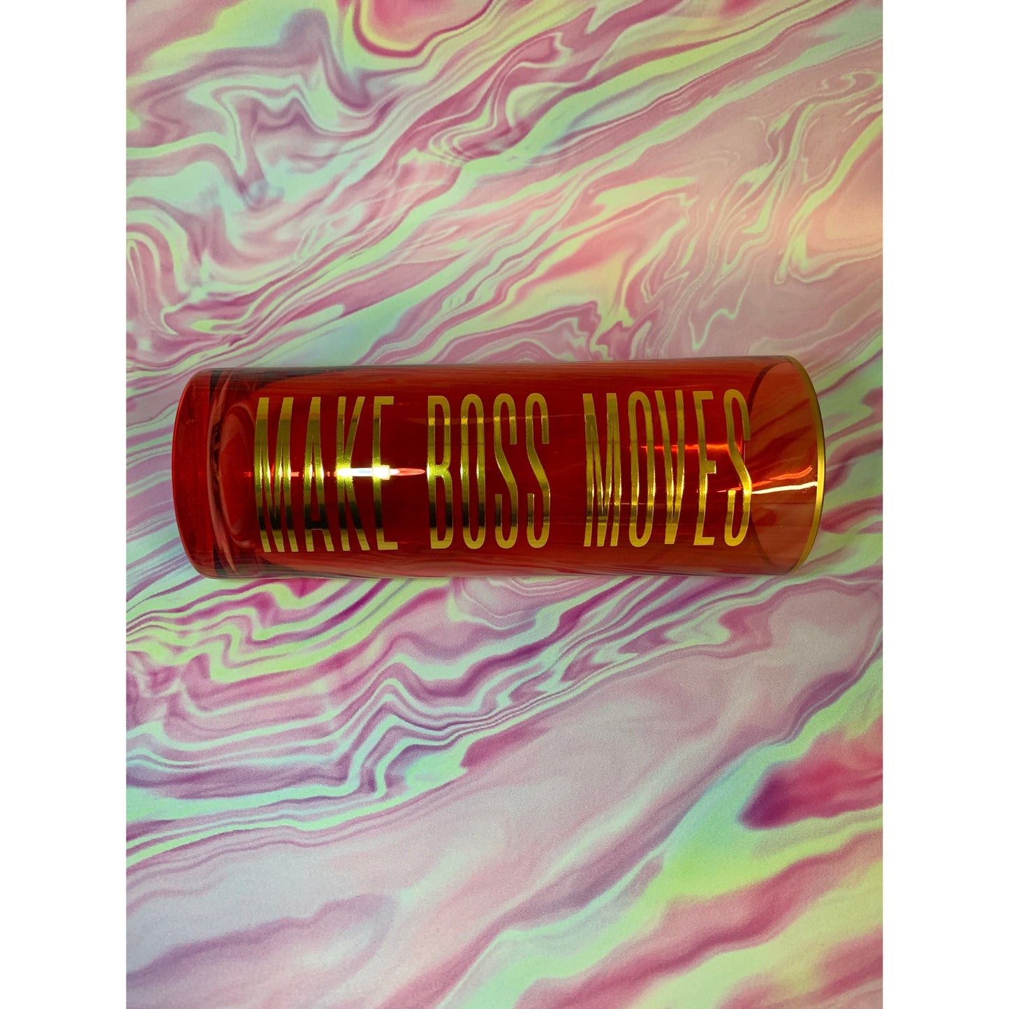 Make Boss Moves Collins Glass in Coral and Gold by The Bullish Store