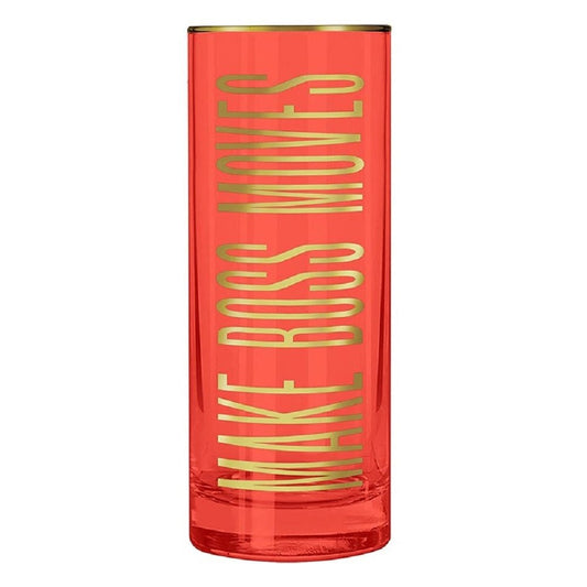 Make Boss Moves Collins Glass in Coral and Gold by The Bullish Store