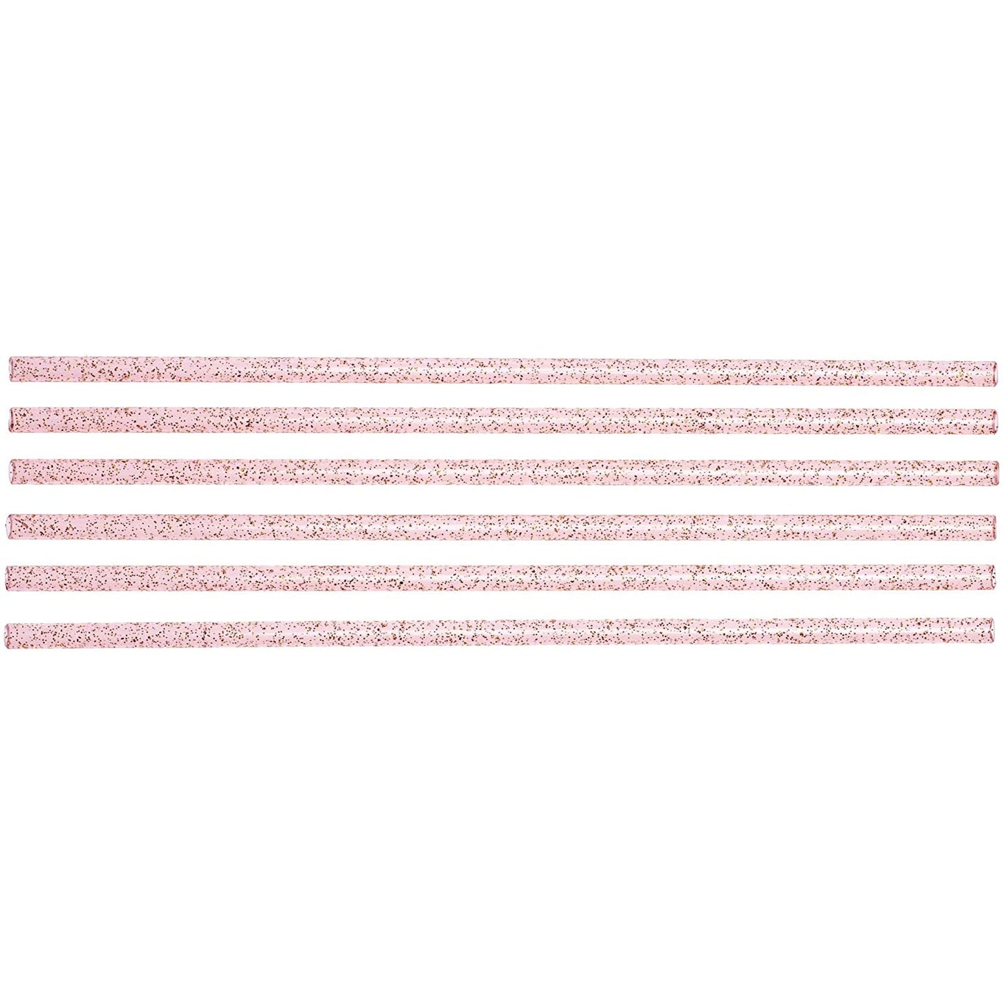 Set of 6 Pink Glitter Reusable Straws | BPA-Free Acrylic | 11" Extra Long Elegant Straws by The Bullish Store
