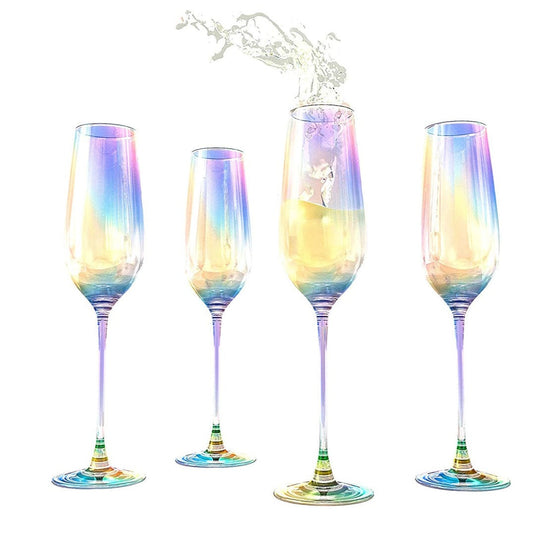 Lustre Iridescent Glasses Champagne Flutes Glasses Set of 4