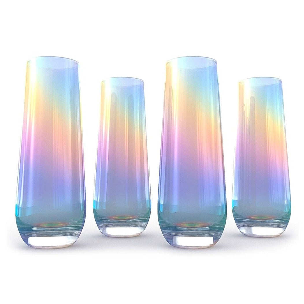 Iridescent Luster Pearl Radiance 10 oz Set of 4 Wine Glasses