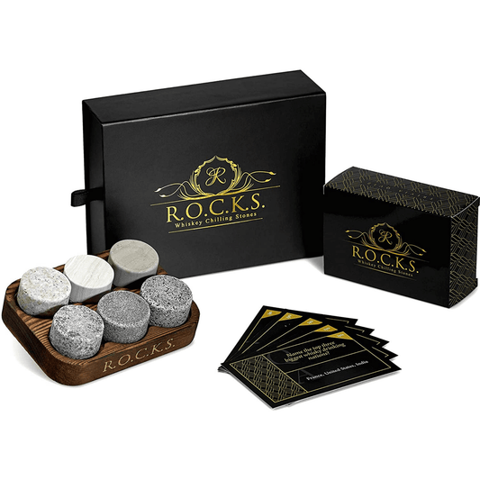 R.O.C.K.S. Whiskey Chilling Stones The Rocks x Trivia Quiz Set