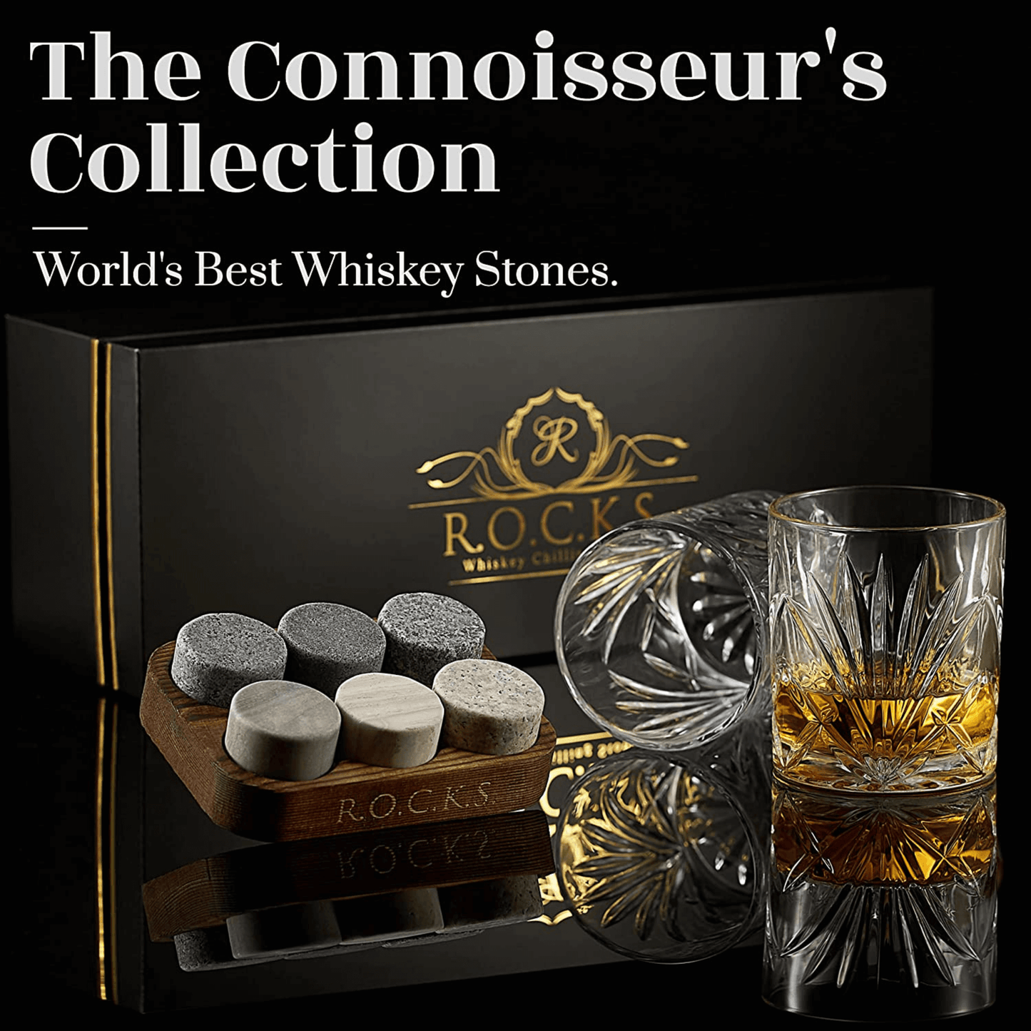 R.O.C.K.S. Whiskey Chilling Stones The Connoisseur's Set - Palm Glass Edition