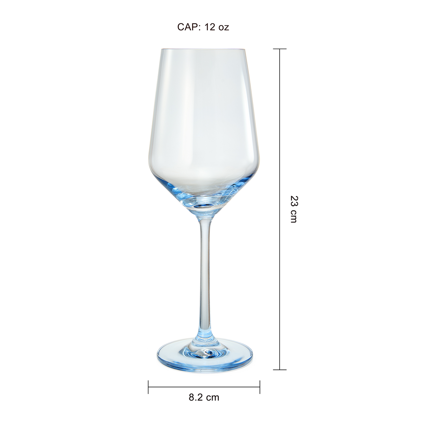 Winter Blue Colored Crystal Wine Glass 12 oz  Set of 6 (Shades Of Blue)