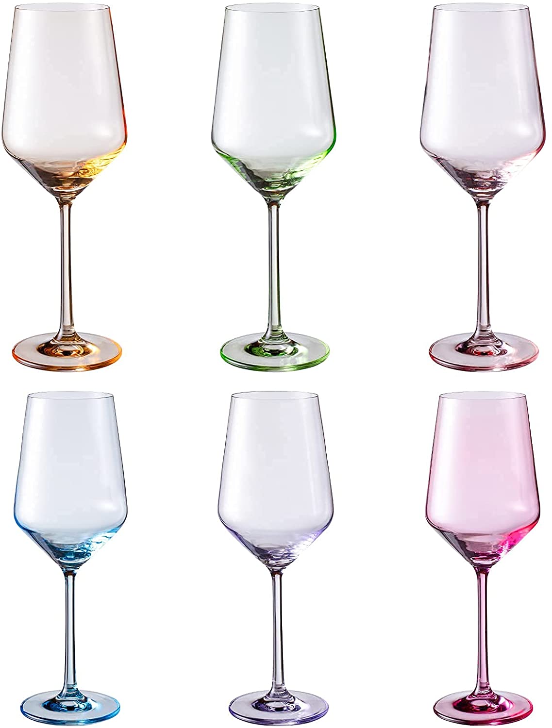 Colored Wine Glasses 12 oz Set of 6