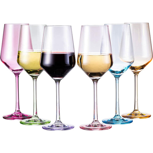 Colored Wine Glasses 12 oz Set of 6