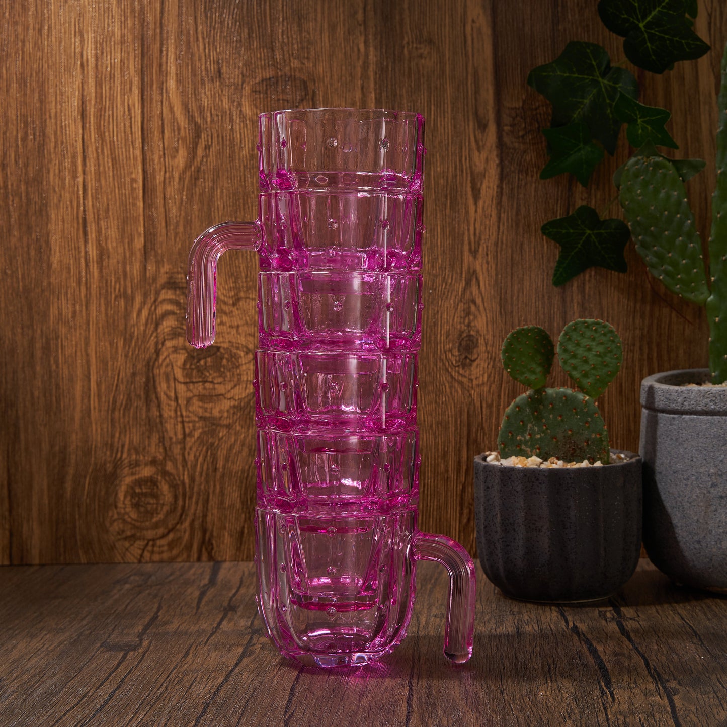 Cactus Stackable Glasses 10 oz Set of 6