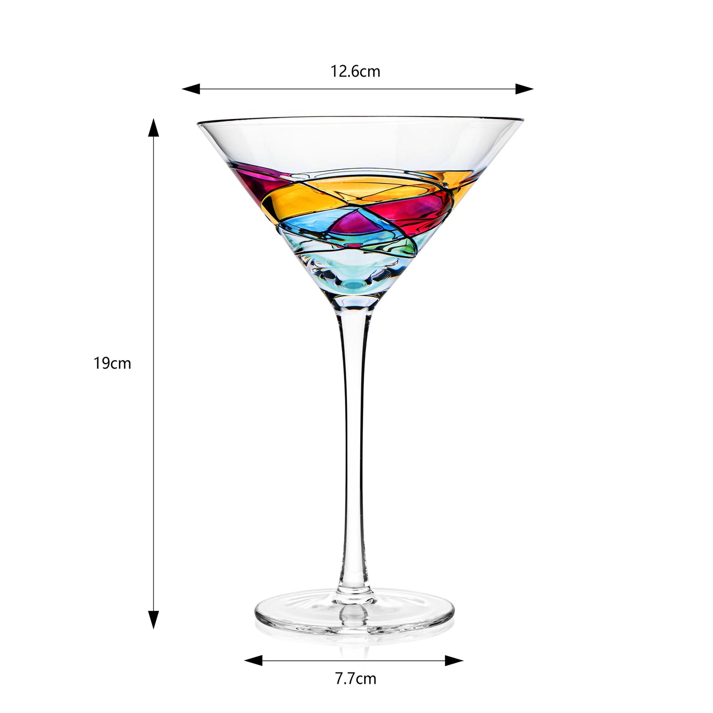 Hand Painted Stained Glass Martini Glasses 8 oz Set Of 2