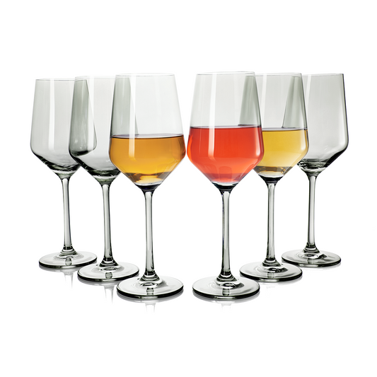 Smoke Grey Colored Wine Glass Set 12 oz Set of 6