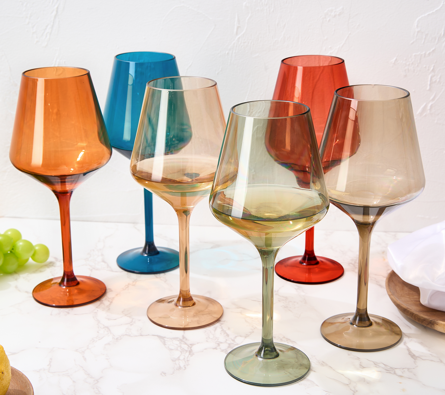 The Wine Savant Stemmed Acrylic Glasses Wine Glasses 15 oz Set of 6