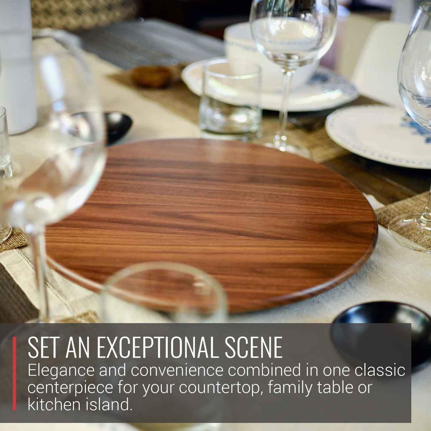 Walnut Wood Lazy Susan Centerpiece by Virginia Boys Kitchens