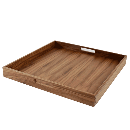 Square Walnut Wood Tray with Handles- 20x20