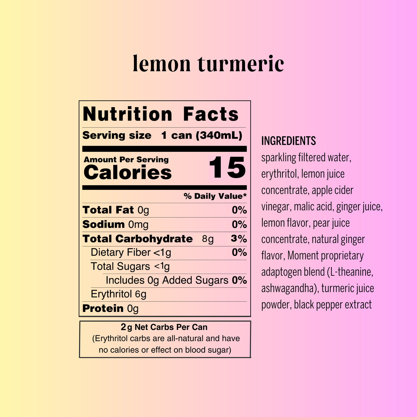Moment Lemon Turmeric Adaptogen Drink 12 Pack -Drink Your Meditation