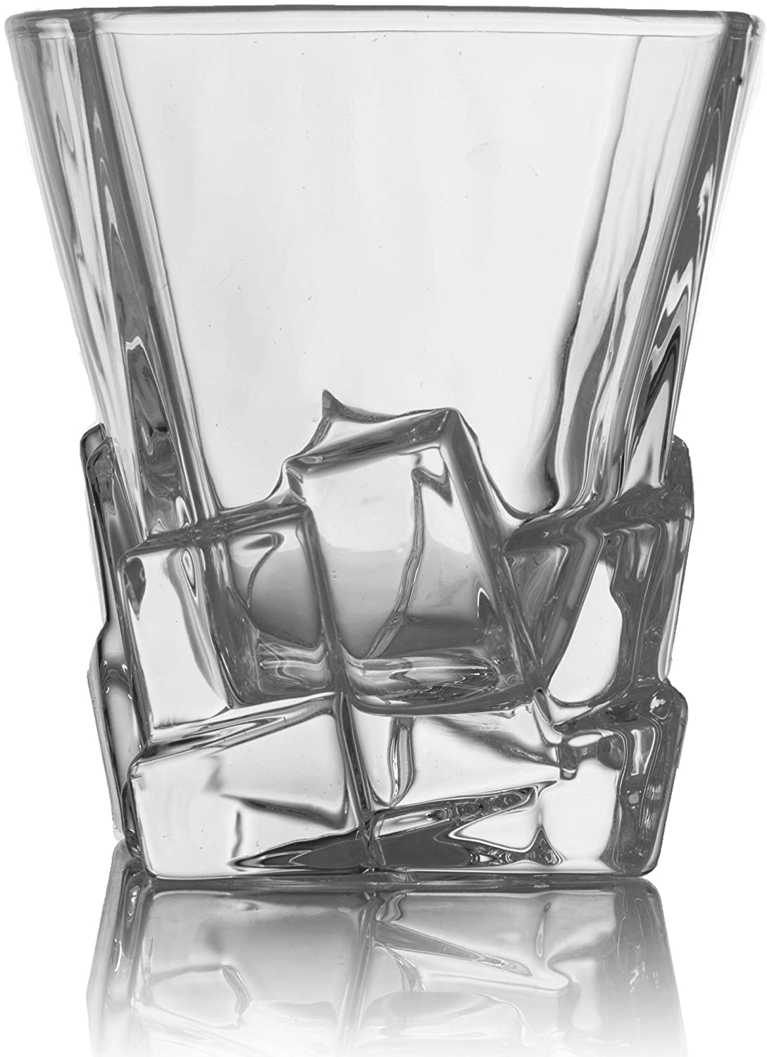 Iceberg Decanter with 4 Glasses and Wood Tray